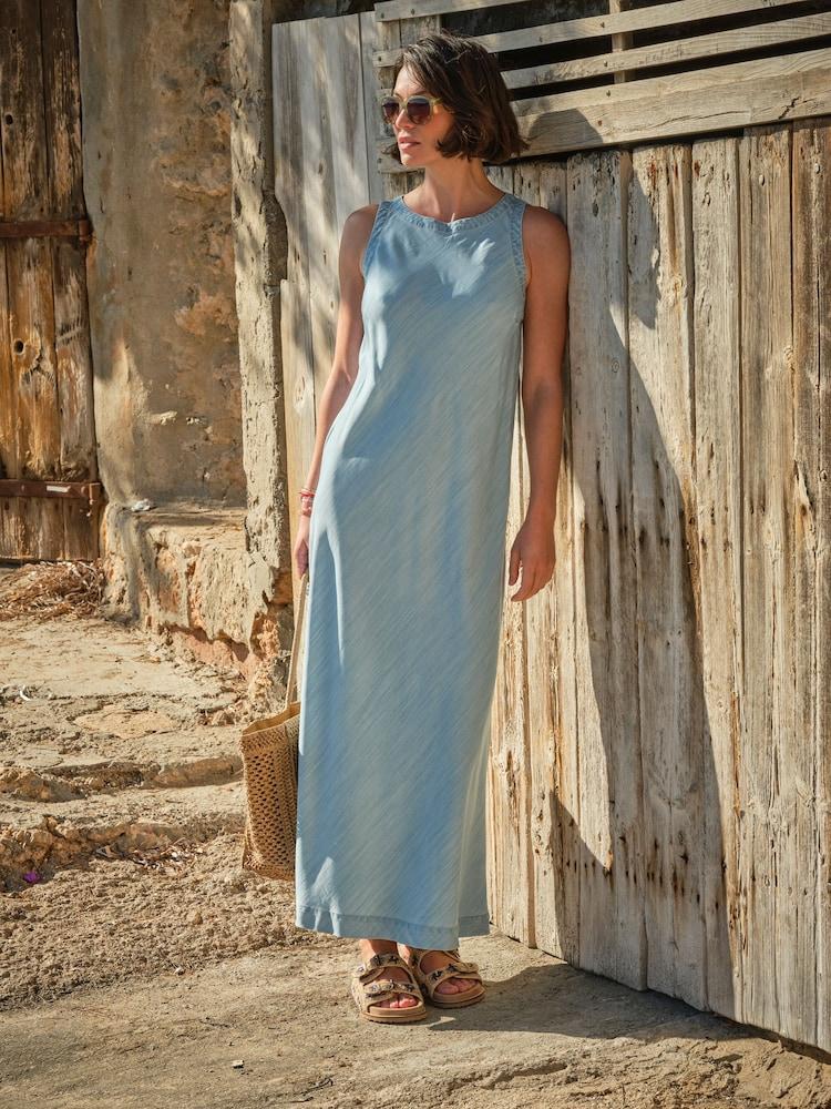 Fat Face Iris Light Blue Denim Dress