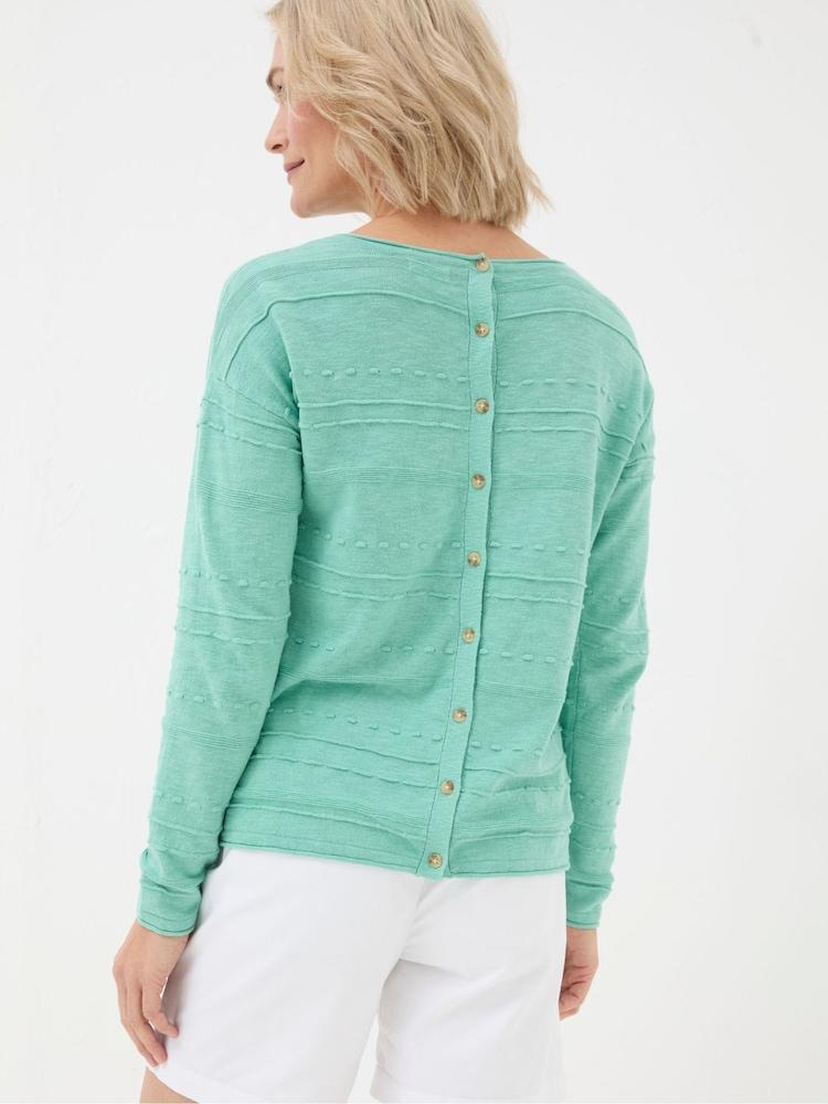 Fat Face Isabelle Green Cotton Linen Jumper
