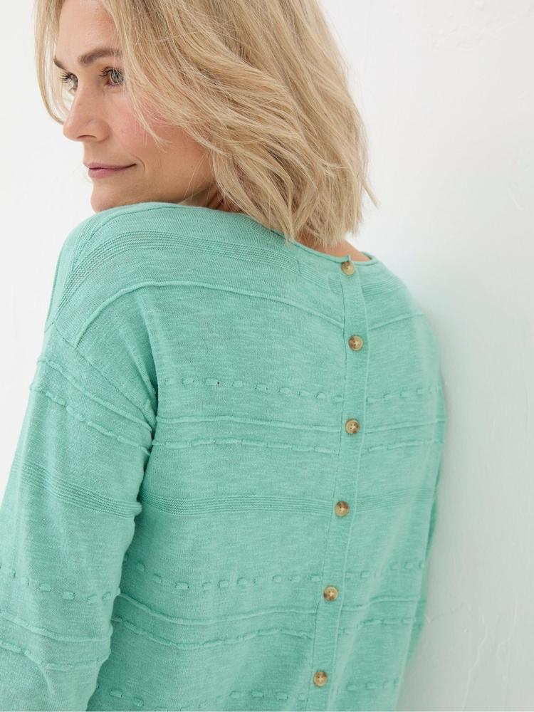 fat face Isabelle Green Cotton Linen Jumper