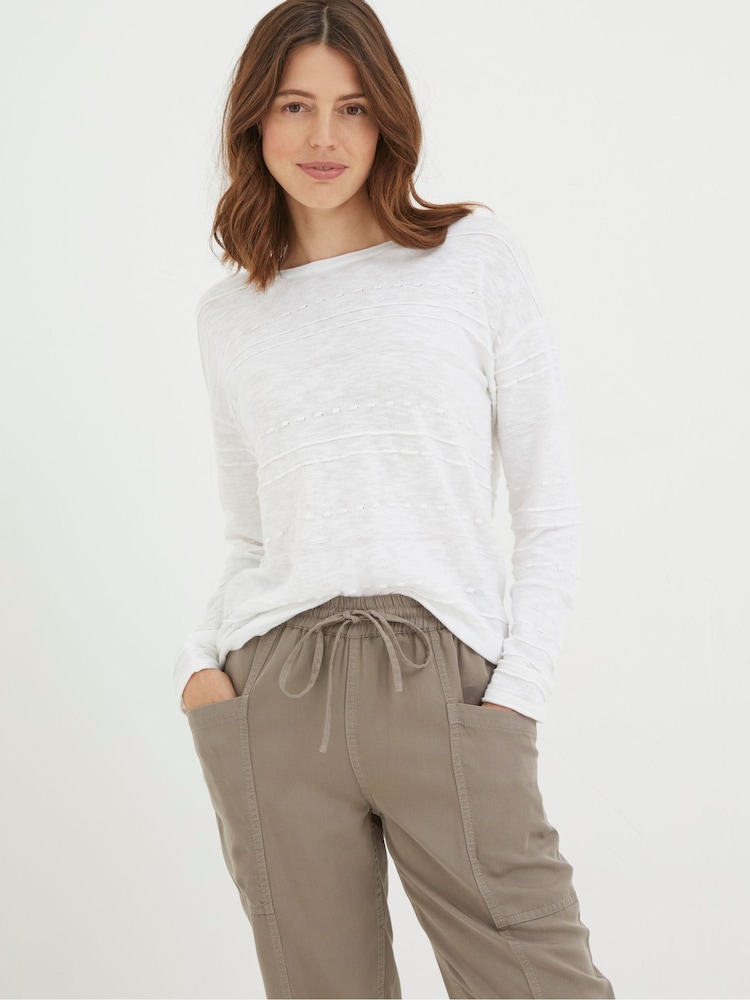 Fat Face Isabelle White Cotton Linen Jumper