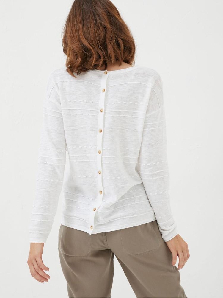 Fat Face Isabelle White Cotton Linen Jumper