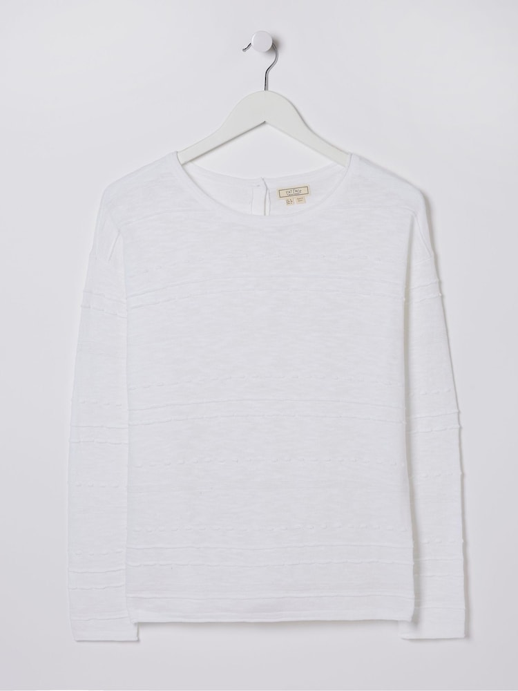fat face Isabelle White Cotton Linen Jumper