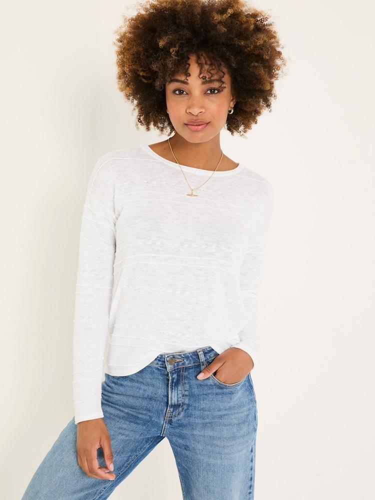 Fat Face Isabelle White Knitted Jumper