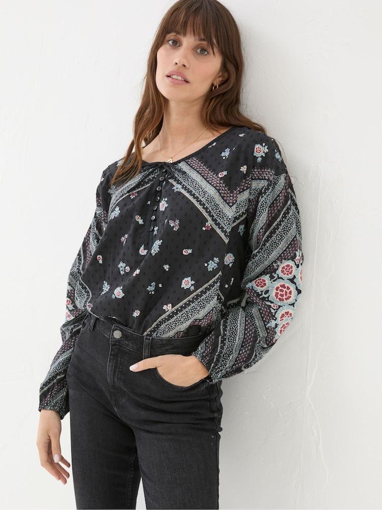 Fat Face Ishana Black Frontier Blouse