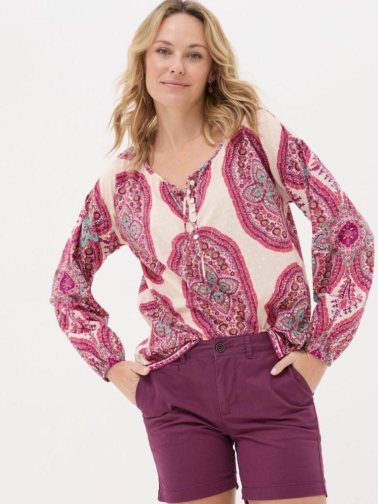 Fat Face Ishana Purple Detail Paisley Blouse