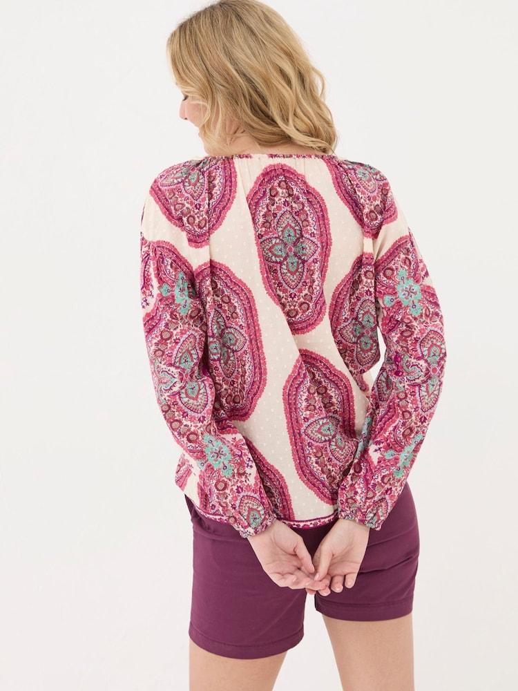 Fat Face Ishana Purple Detail Paisley Blouse