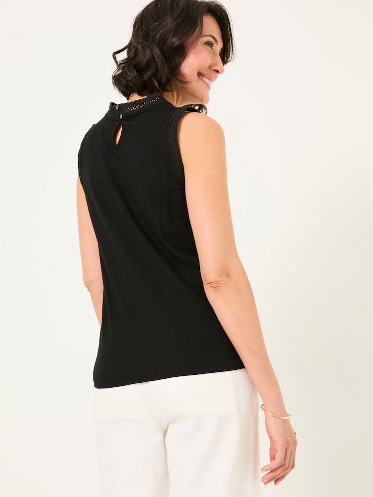 Fat Face Isla Black Lace Jersey Tank Top