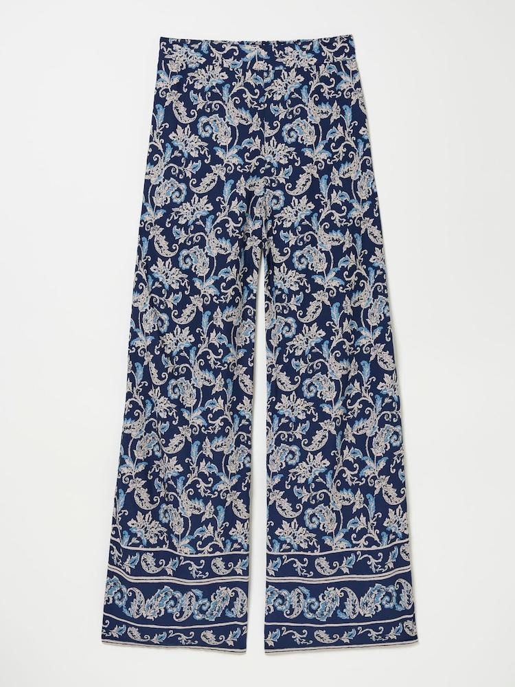 fat face Isla Blue Soft Paisley Wide Leg Trousers
