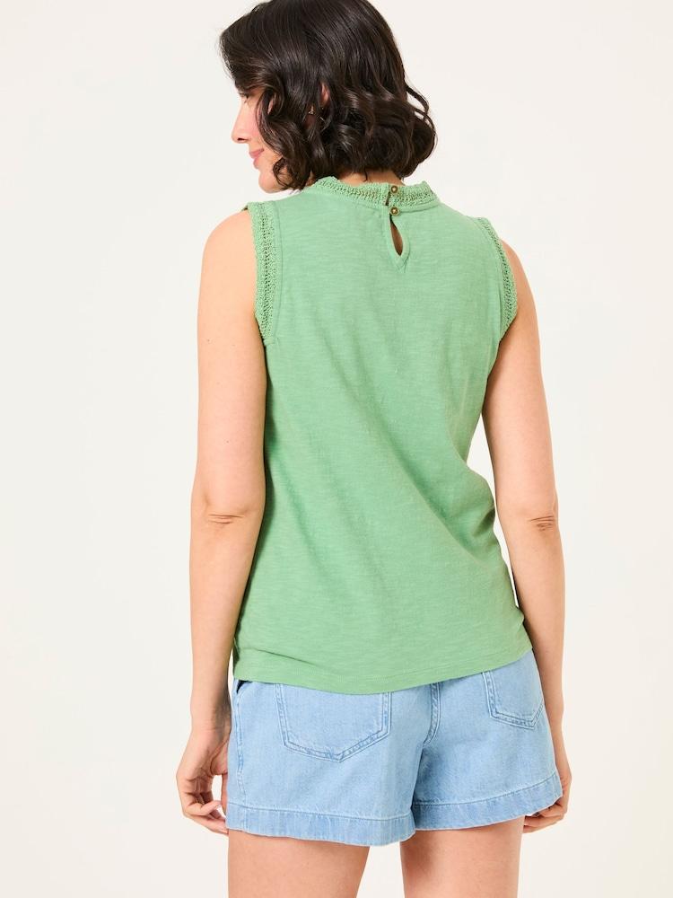 Fat Face Isla Green Lace Jersey Tank Top