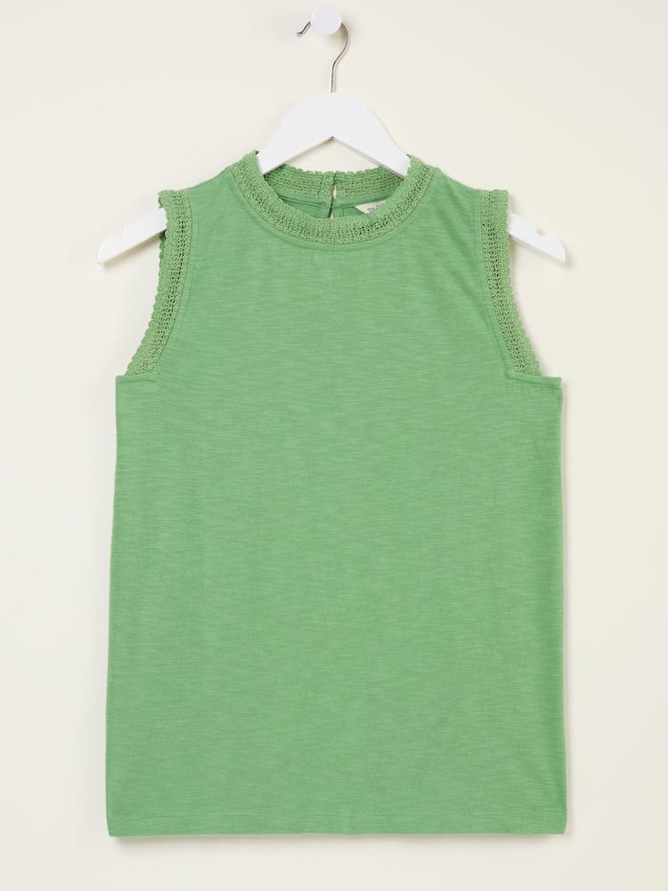 fat face Isla Green Lace Jersey Tank Top