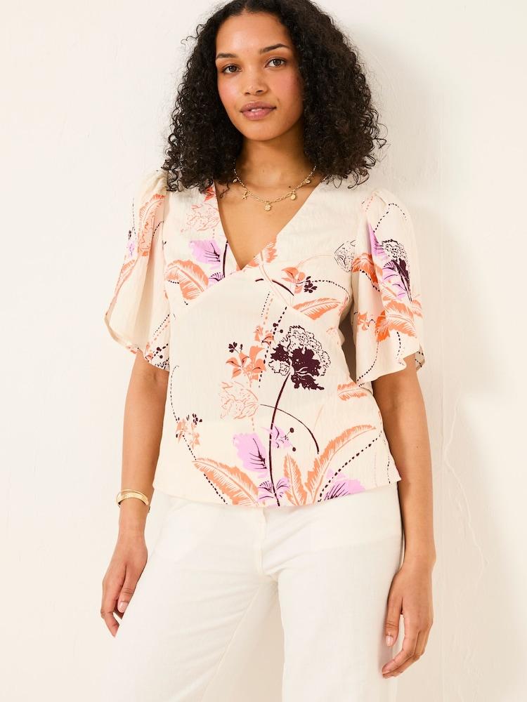 Fat Face Isla Ivory Flute Sleeve Top