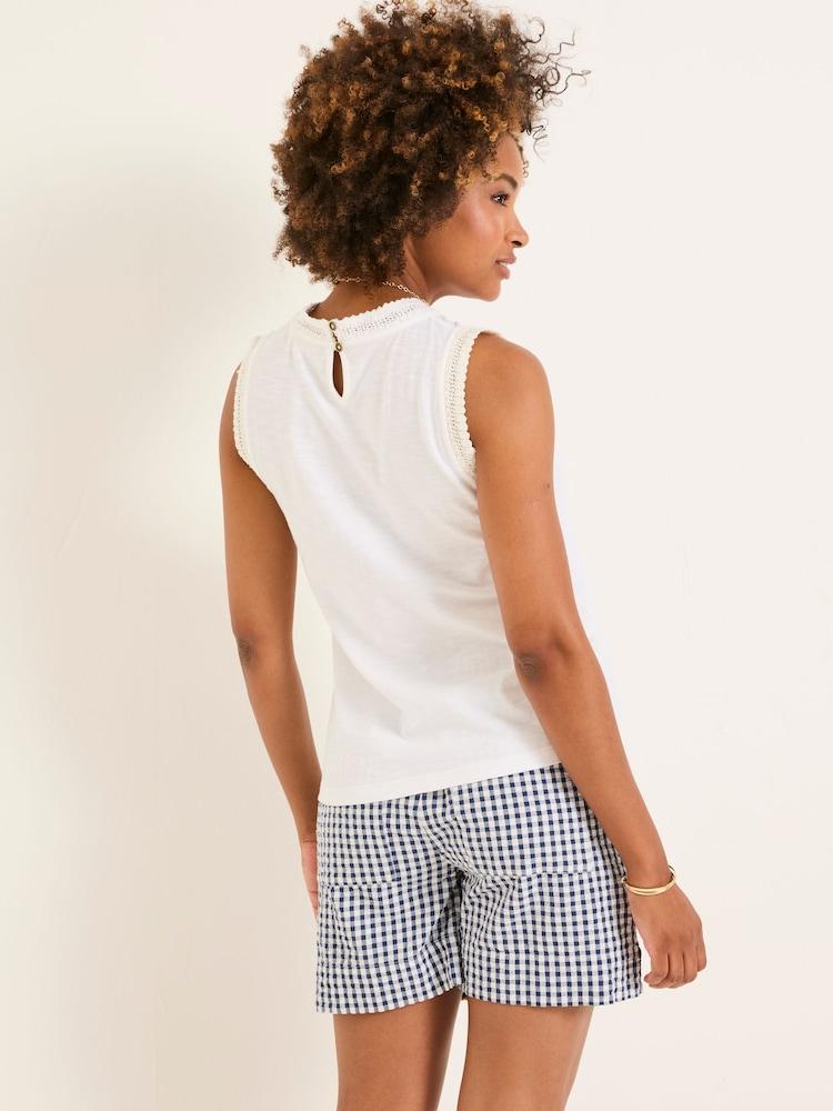 Fat Face Isla White Lace Jersey Tank Top