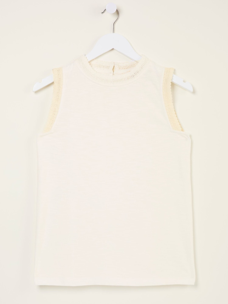 fat face Isla White Lace Jersey Tank Top