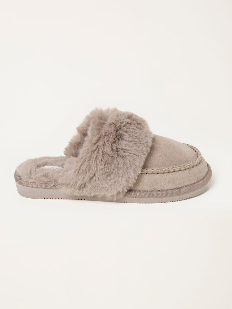 Fat Face Issy Grey Moccassin Suede Mule