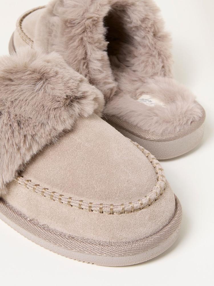 fat face Issy Grey Moccassin Suede Mule