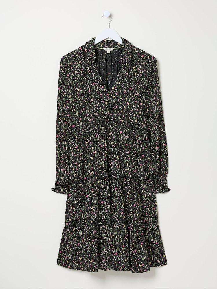 fat face Ivana Black Ditsy Marks Dress