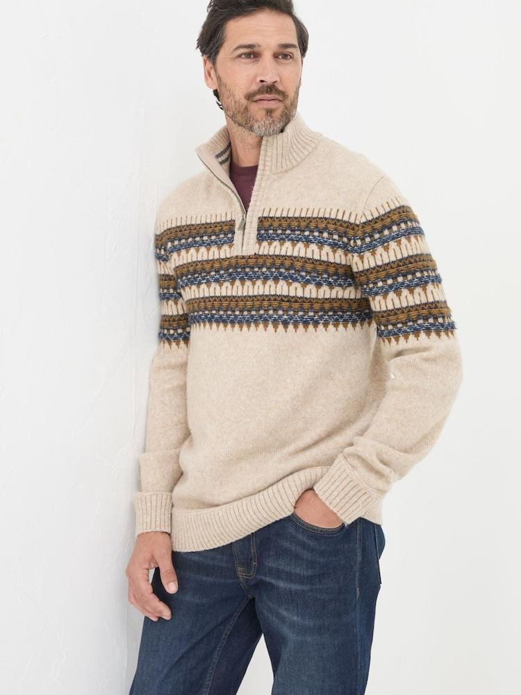 Fat Face Ives Natural Half Neck Jumper