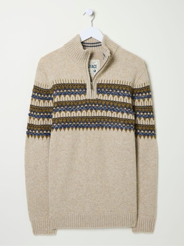 fat face Ives Natural Half Neck Jumper