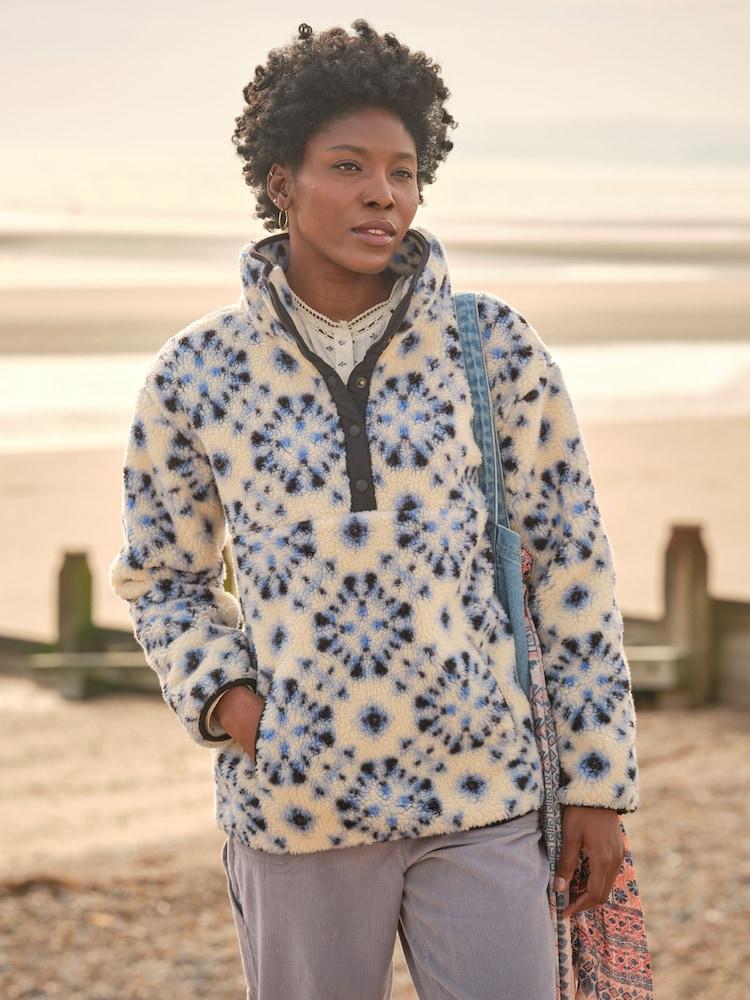 Fat Face Ivory Batik Geo Overhead Fleece