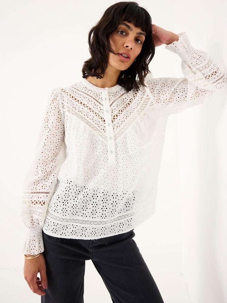 Fat Face Ivory Bea Broderie Top