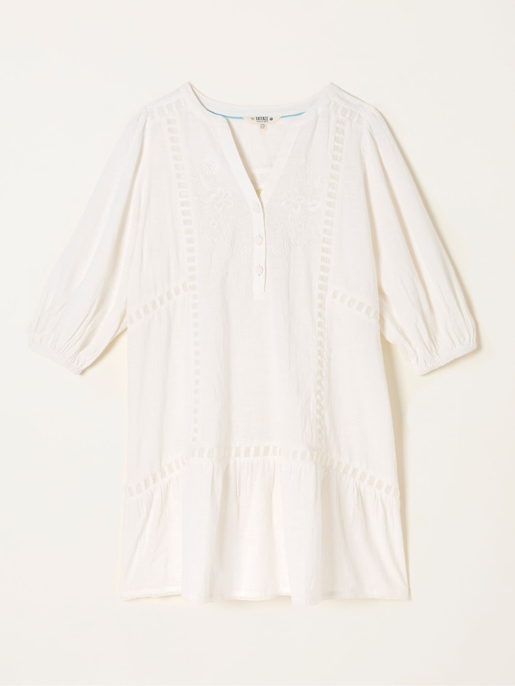 fat face Ivory Beachwear Embroidered Dress