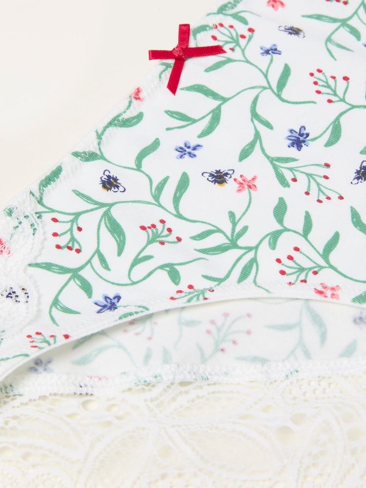 fat face Ivory Bee Floral Brazillian Knickers