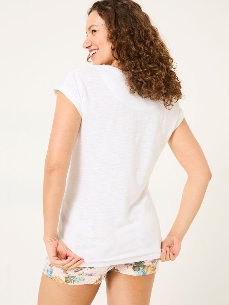 Fat Face Ivory Betty Bee 100% Cotton Pyjama Top