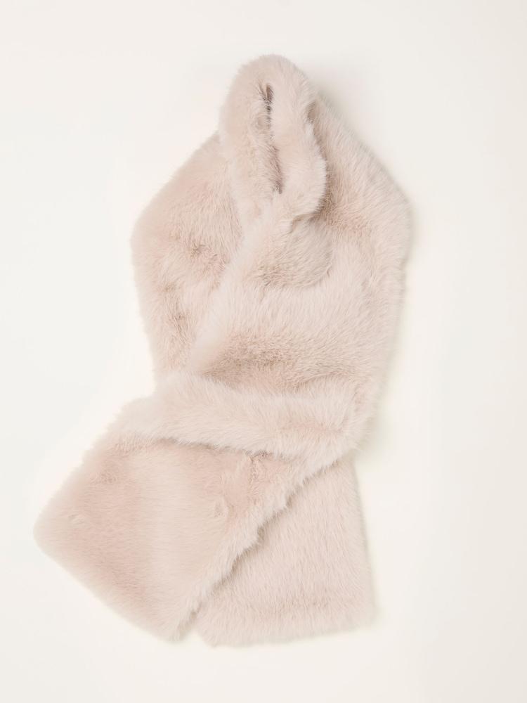 Fat Face Ivory Faux Fur Scarf