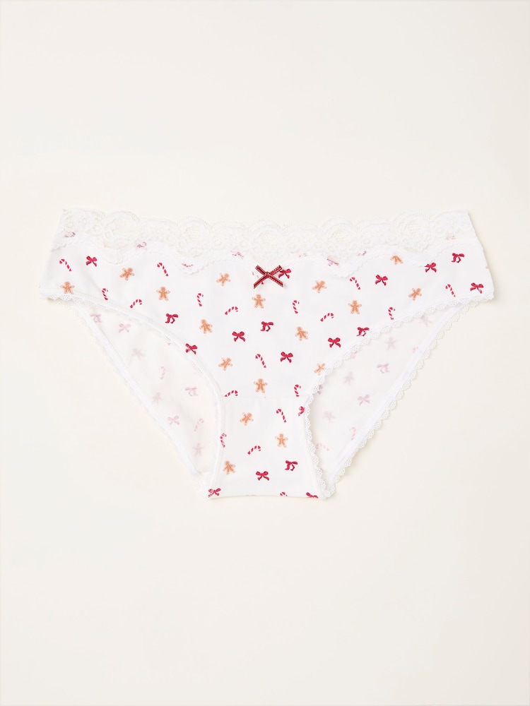 Fat Face Ivory Festive Classic Knickers