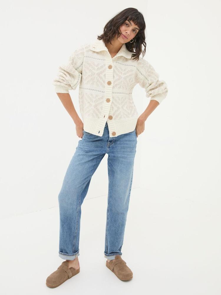 Fat Face Ivory Haisley Pattern Cardigan