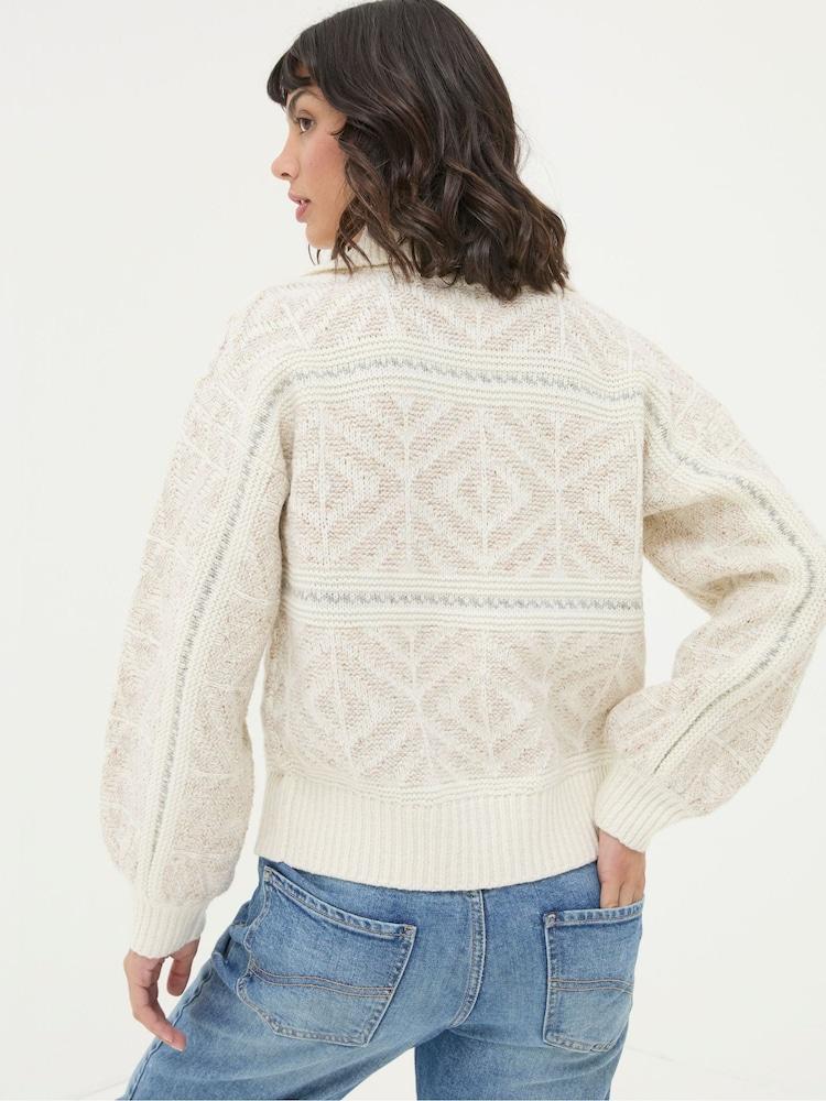 Fat Face Ivory Haisley Pattern Cardigan