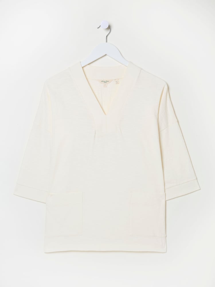 fat face Ivory Mia V-Neck T-Shirt