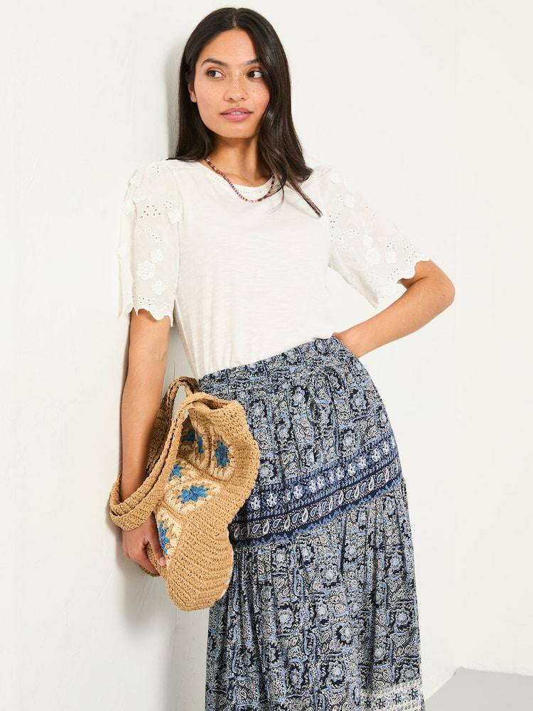 Fat Face Ivory Pretty Broderie Top