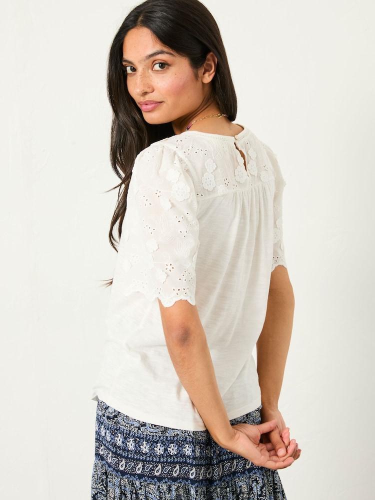 Fat Face Ivory Pretty Broderie Top