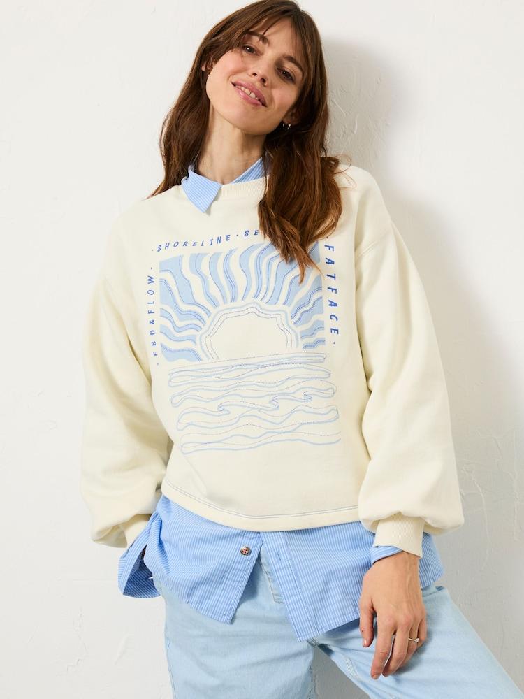 Fat Face Ivory Sea Crew 100% Cotton Sweatshirt