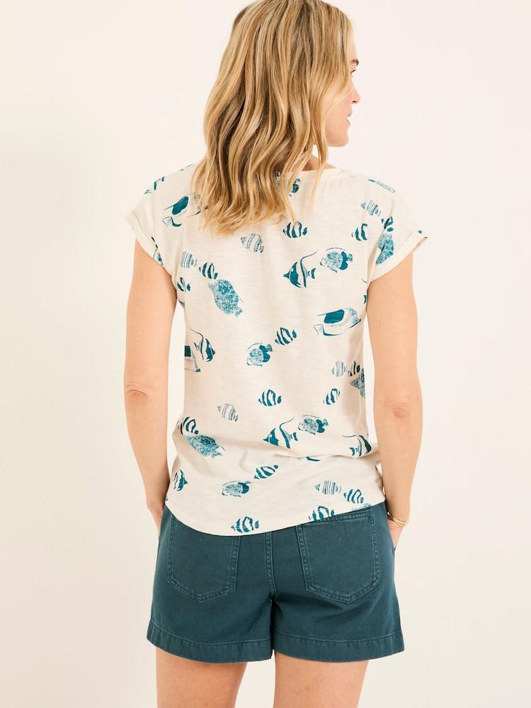 Fat Face Ivy Ivory Shoal Shoal Printed T Shirt