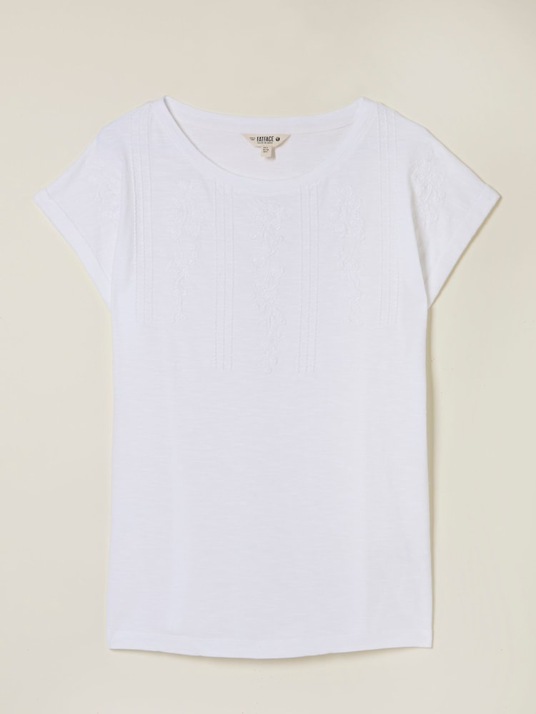 fat face Ivy White Embroidered T-Shirt