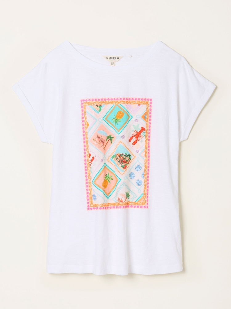 fat face Ivy White Postcard Graphic T-Shirt