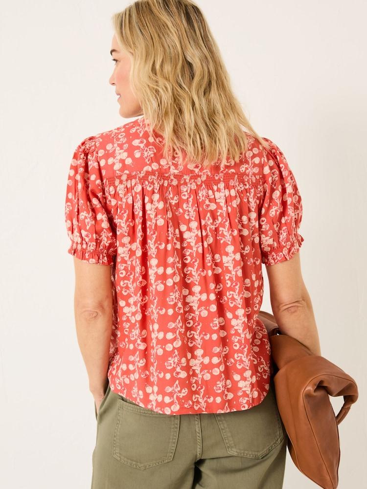 Fat Face Jade Burnt Orange Painted Bloom Blouse