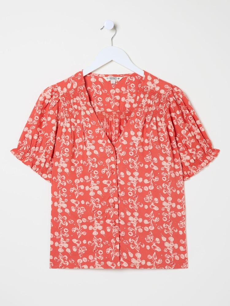 fat face Jade Burnt Orange Painted Bloom Blouse