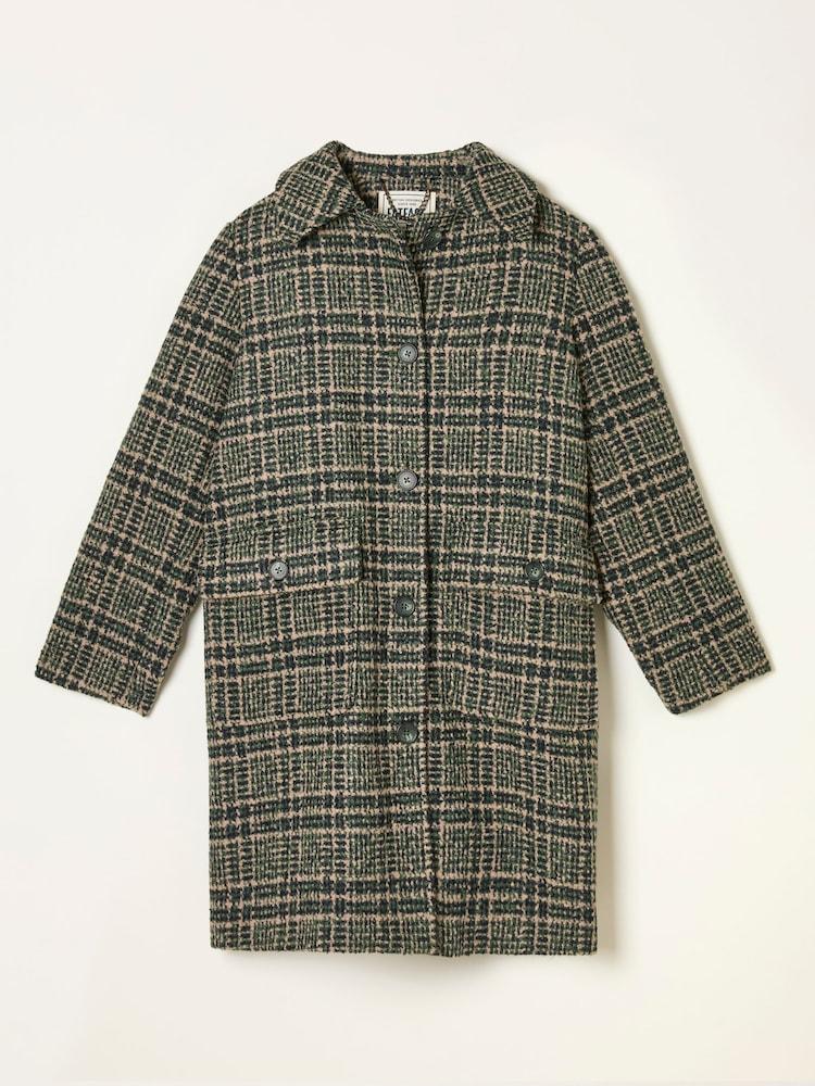 fat face Jade Green Check Coat