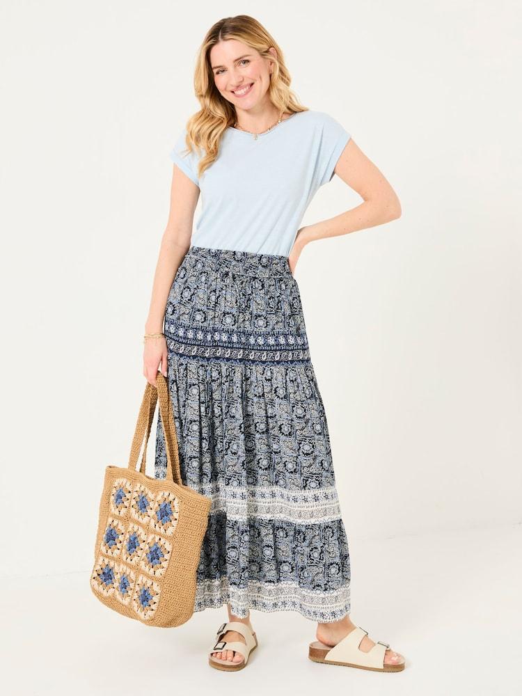Fat Face Jayla Indigo Blue Inky Maxi Skirt