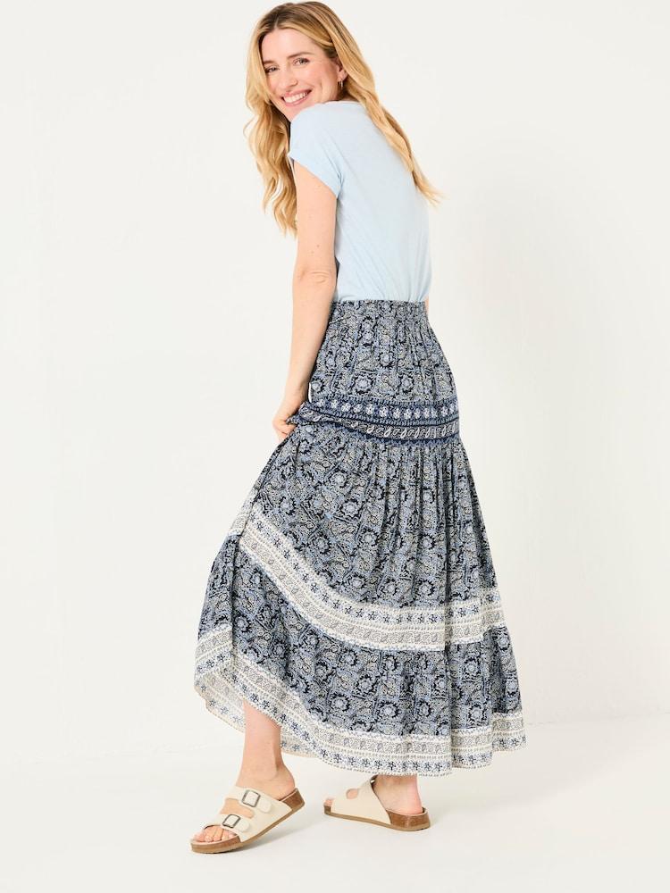 Fat Face Jayla Indigo Blue Inky Maxi Skirt