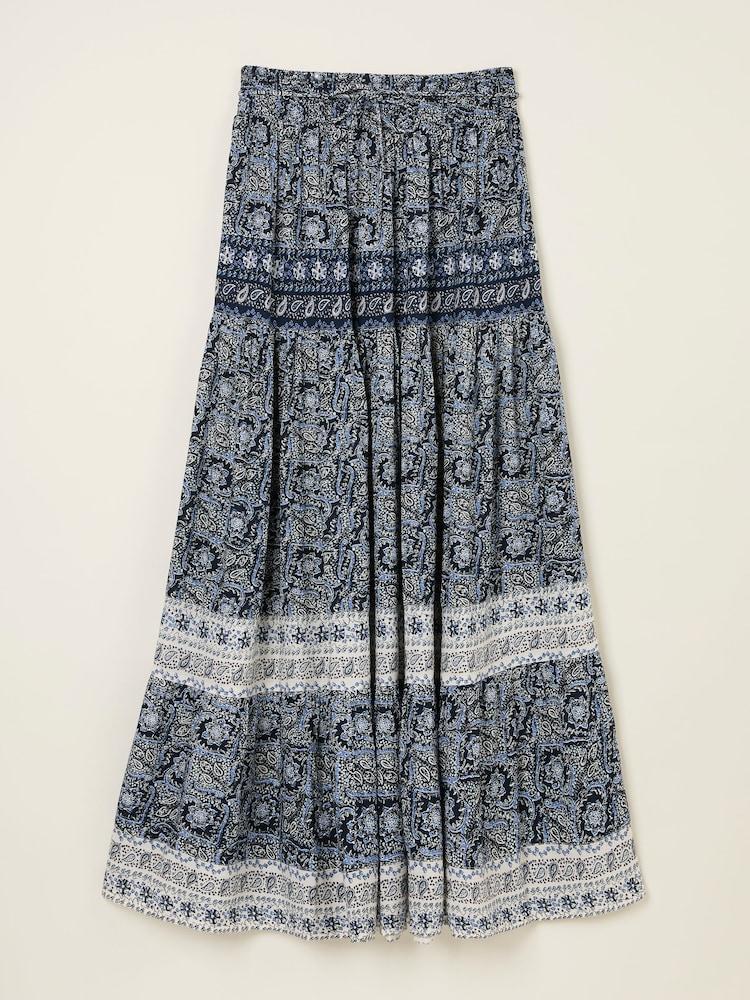 fat face Jayla Indigo Blue Inky Maxi Skirt