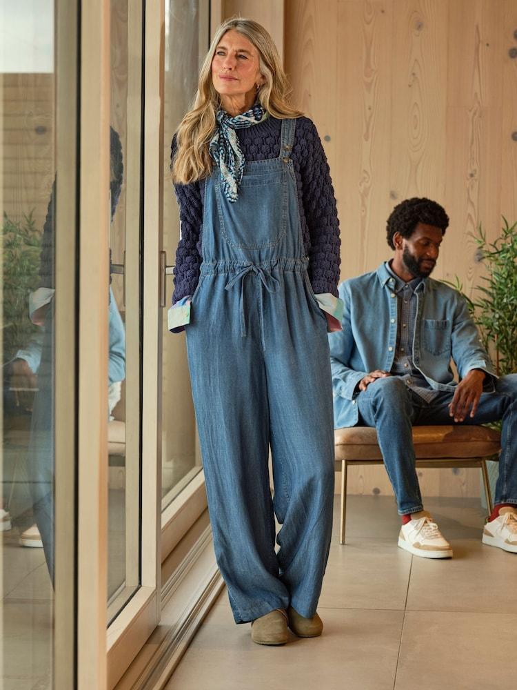 Fat Face Jeanie Blue Denim Jumpsuit