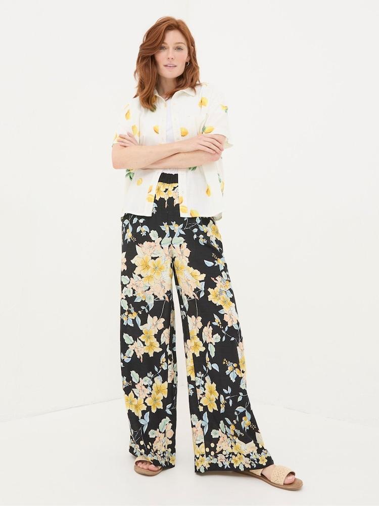 Fat Face Jenna Black Citrus Floral Trousers