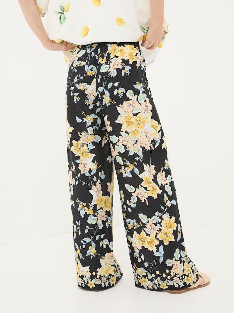 Fat Face Jenna Black Citrus Floral Trousers