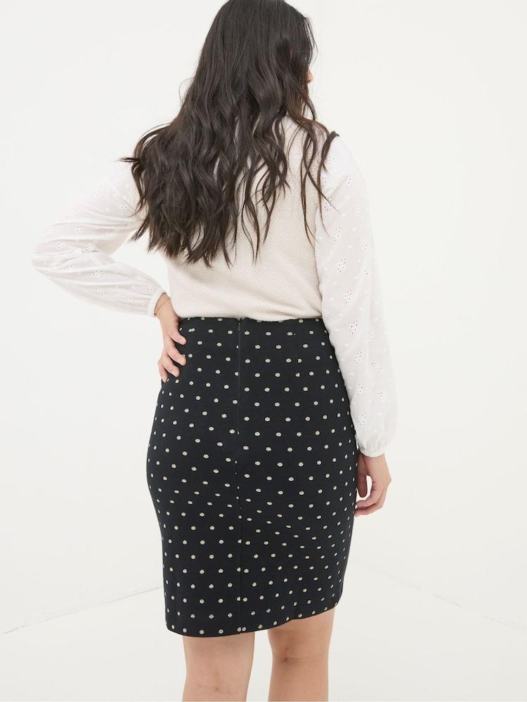Fat Face Jennie Black Metallic Spot Skirt