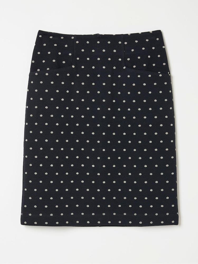 Fat Face Jennie Black Metallic Spot Skirt