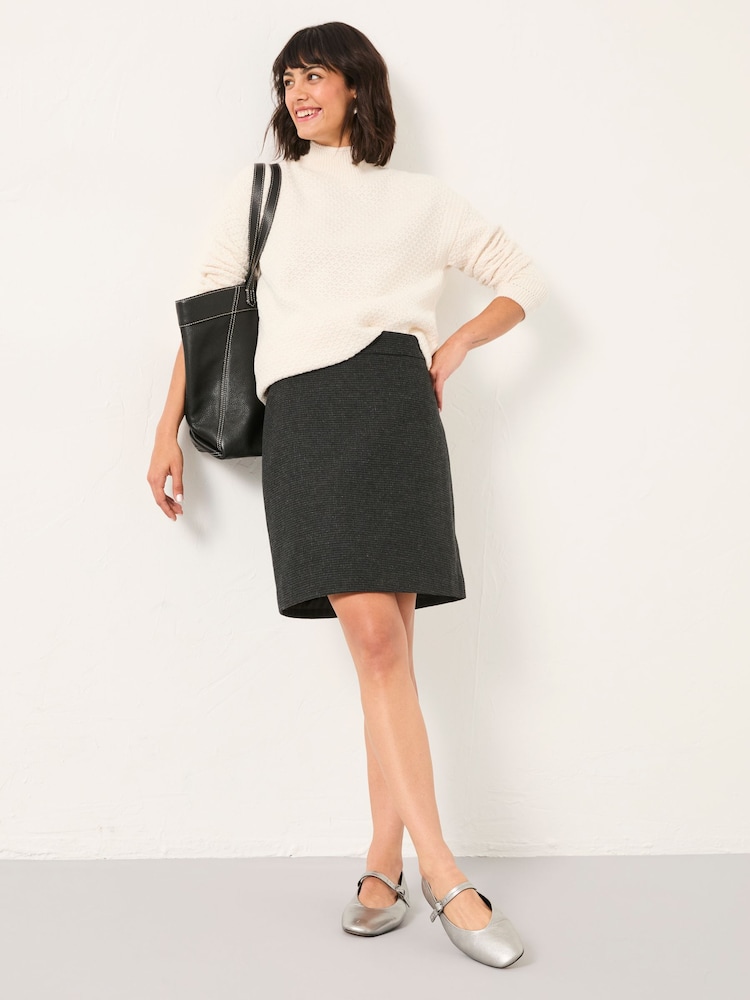 Fat Face Jess Charcoal Grey Tweed Skirt